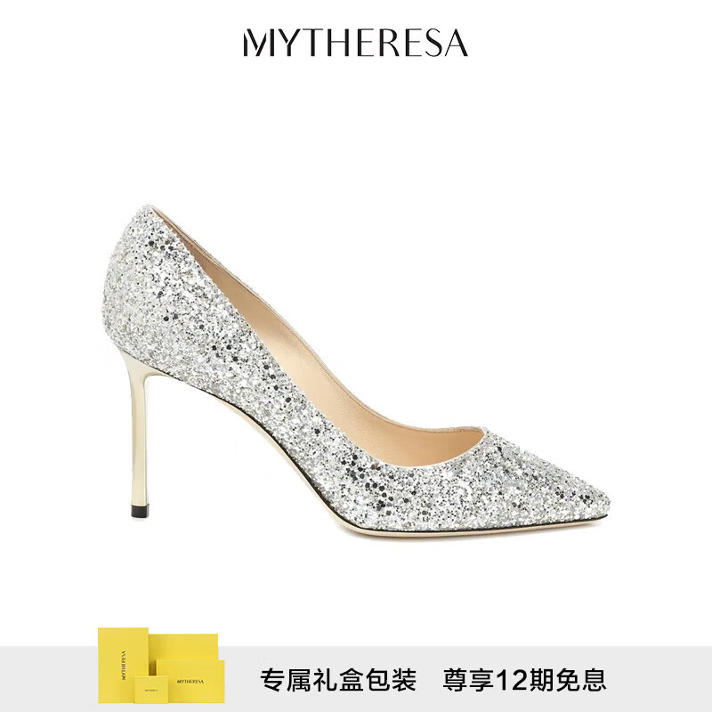 周仰杰（Jimmy Choo） Romy 85亮片金葱高跟鞋婚鞋婚鞋婚鞋奢侈品潮牌P00433444 银色 CN 36