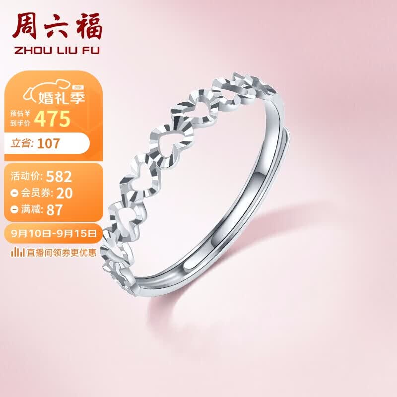 周六福 珠宝女款PT950白金心形活口铂金戒指PT012943 约1.2g 怎么样,好用不?