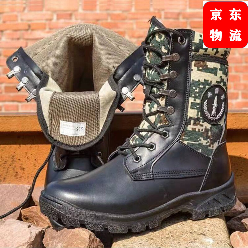 老款作战靴男超轻高帮侧拉链透气防滑耐磨沙色训练靴登山鞋 老火箭款