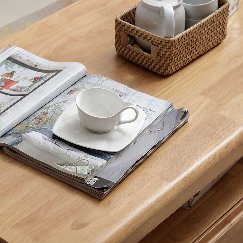 帆师实木茶几客厅现代简约家用原木茶几带抽屉长方形北欧茶桌小户型 胡桃色120/60/45【送货入户】 自行安装