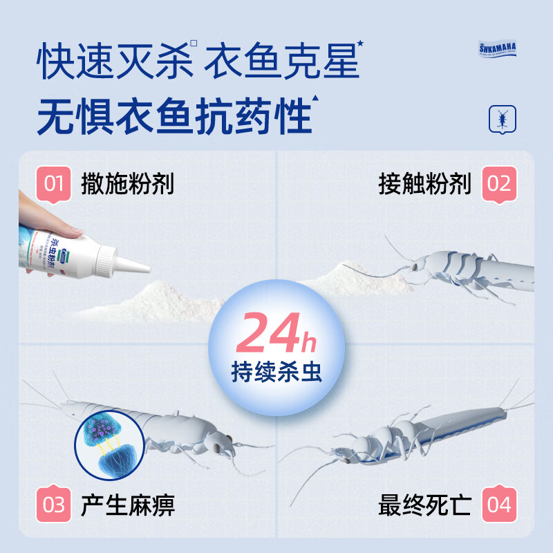 SHKAMAHA灭衣鱼虫防衣蛾药粉家用室内杀蛾子幼虫非无毒去除飞蛾专用杀虫剂 一瓶装