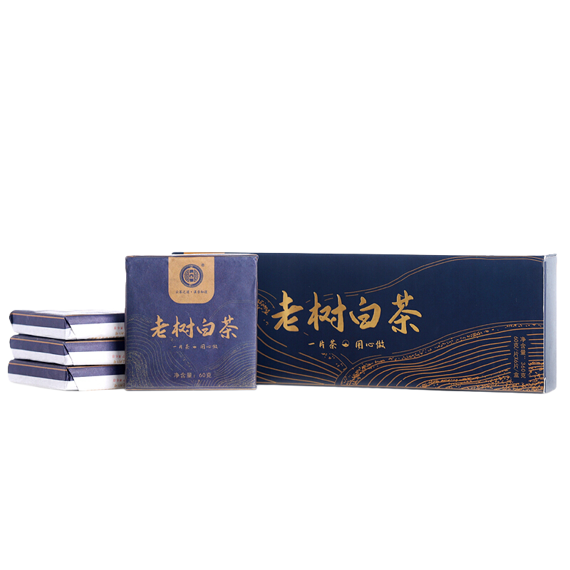 滇吉號 云南白茶茶葉散裝磚茶茶葉 巧克力琥珀磚口糧茶60克*6片 老樹白茶磚360克