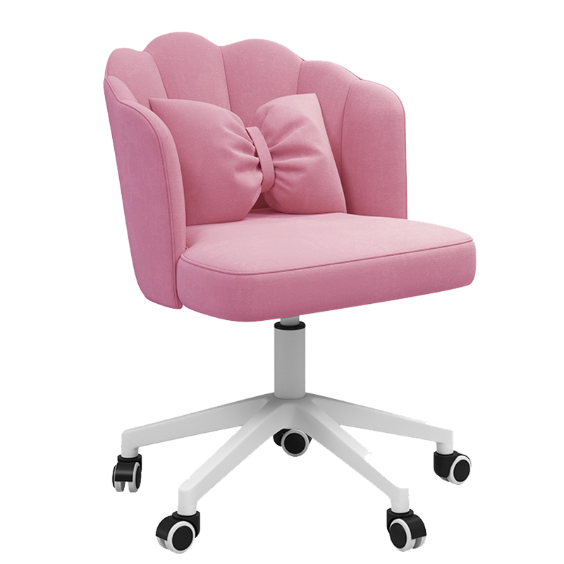 泍易那家 电脑椅化妆椅家用舒适久坐休闲椅升降转椅靠背椅子女生可爱宿舍卧室电脑椅 7号〖升级加厚乳胶坐垫〗少女粉-给蝴蝶抱枕 五星尼龙脚