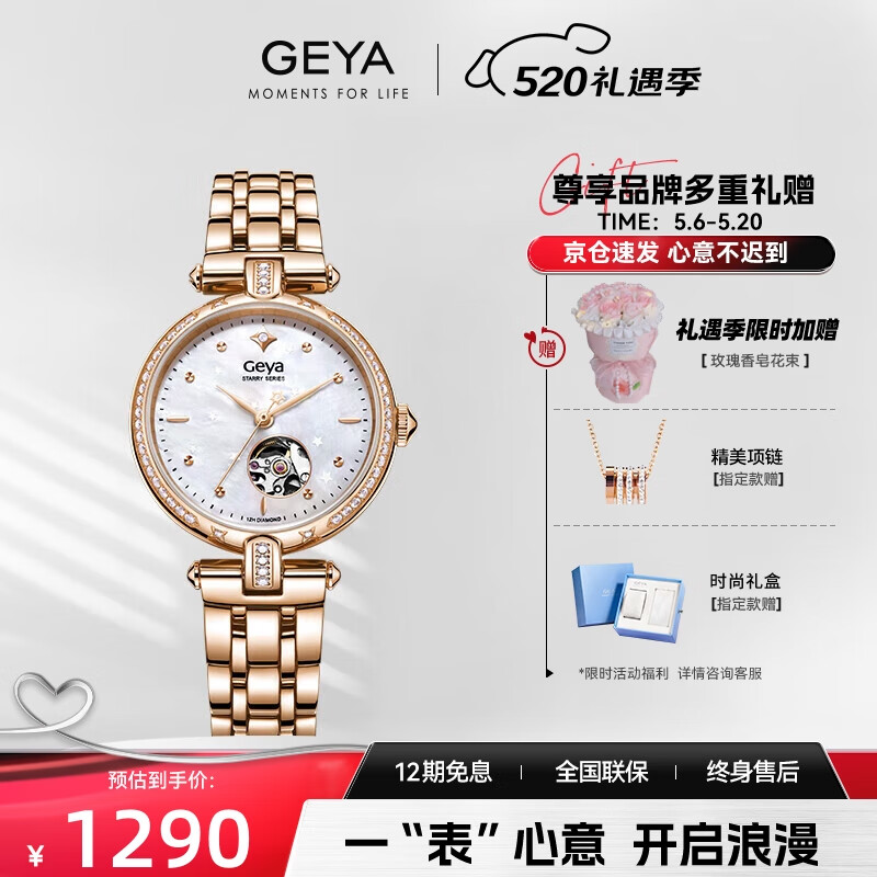 格雅（GEYA）手表女机械表星空手表时尚潮流真钻全自动女士手表明星同款8216