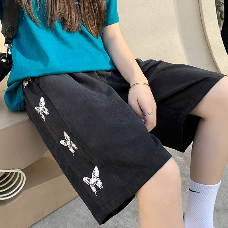 初中生短裤女过膝盖女生学生马裤宽松六分裤运动外穿大裤衩6分裤夏薄