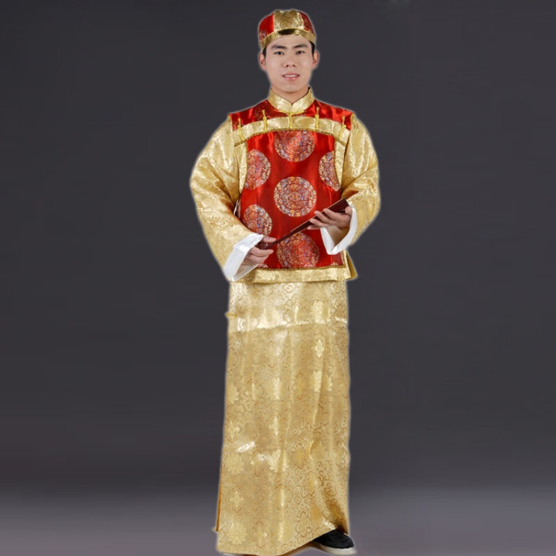 云郢满族服饰男 清朝满族贝勒阿哥古装男士地主少爷长衫摄影演出舞台