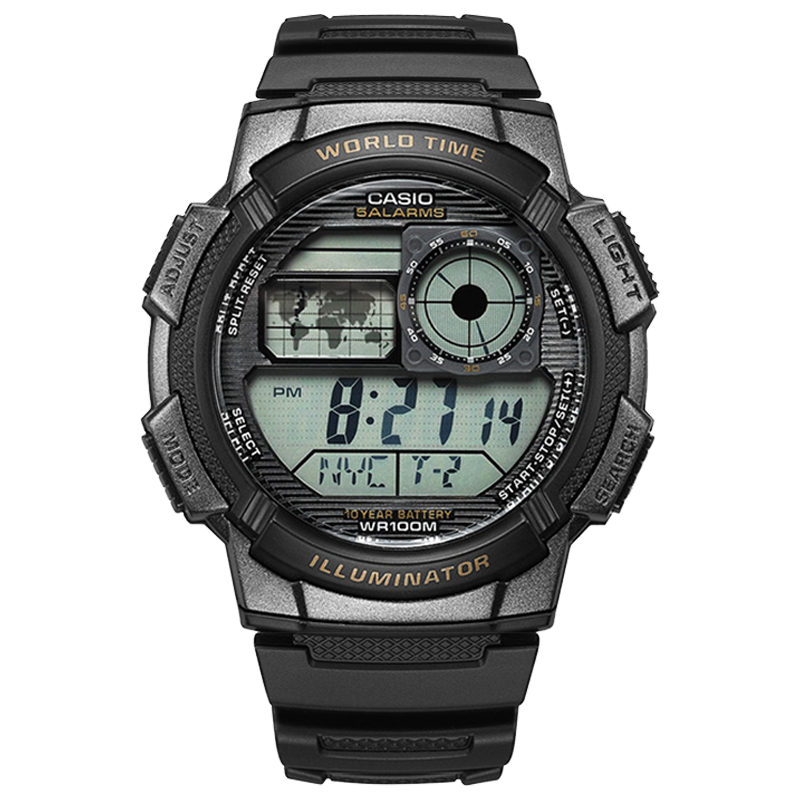 卡西歐（CASIO）男士手表 運動(dòng)型初高中學(xué)生石英數字電子表防水手表 潮流腕表男表 AE-1000W-1AVDF