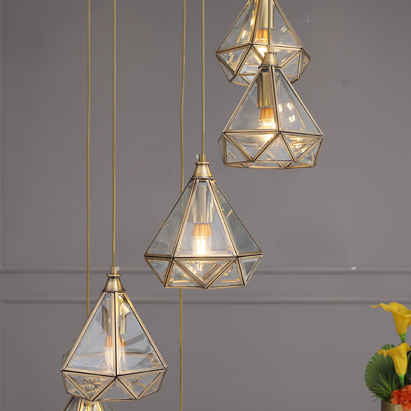 简纤全铜楼梯吊灯轻奢欧式美式简约别墅复式楼中空公寓餐厅螺旋长吊灯