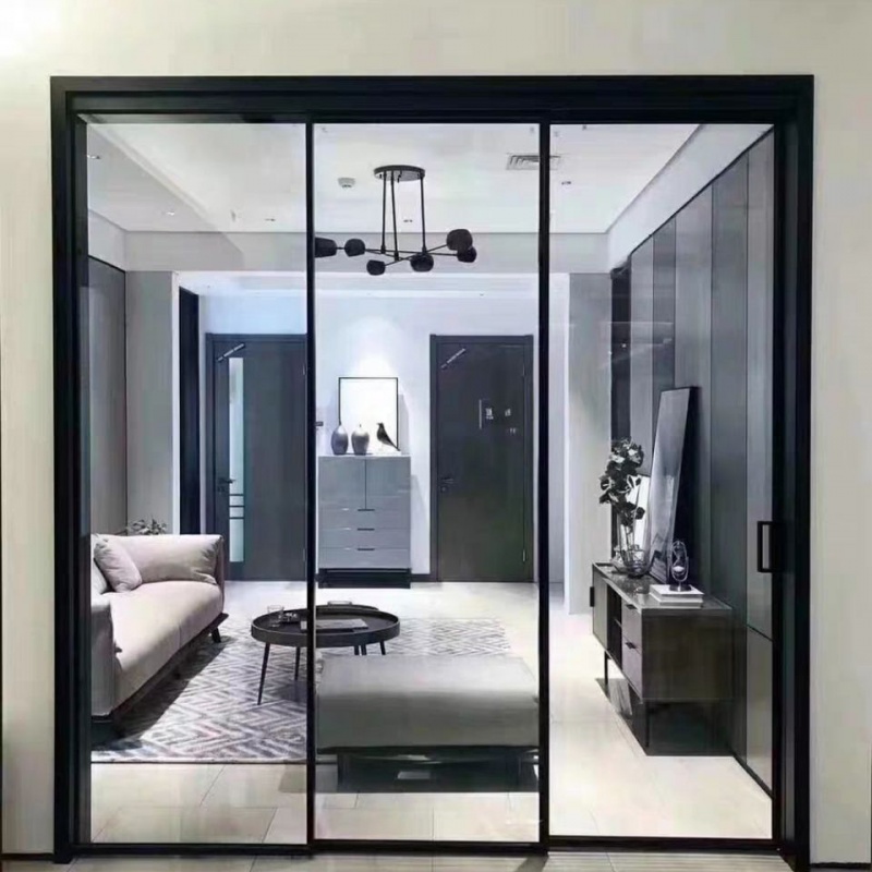 智家派三联动推拉门厨房3mm壁厚极窄边阳台推拉门客厅玻璃移门铝镁