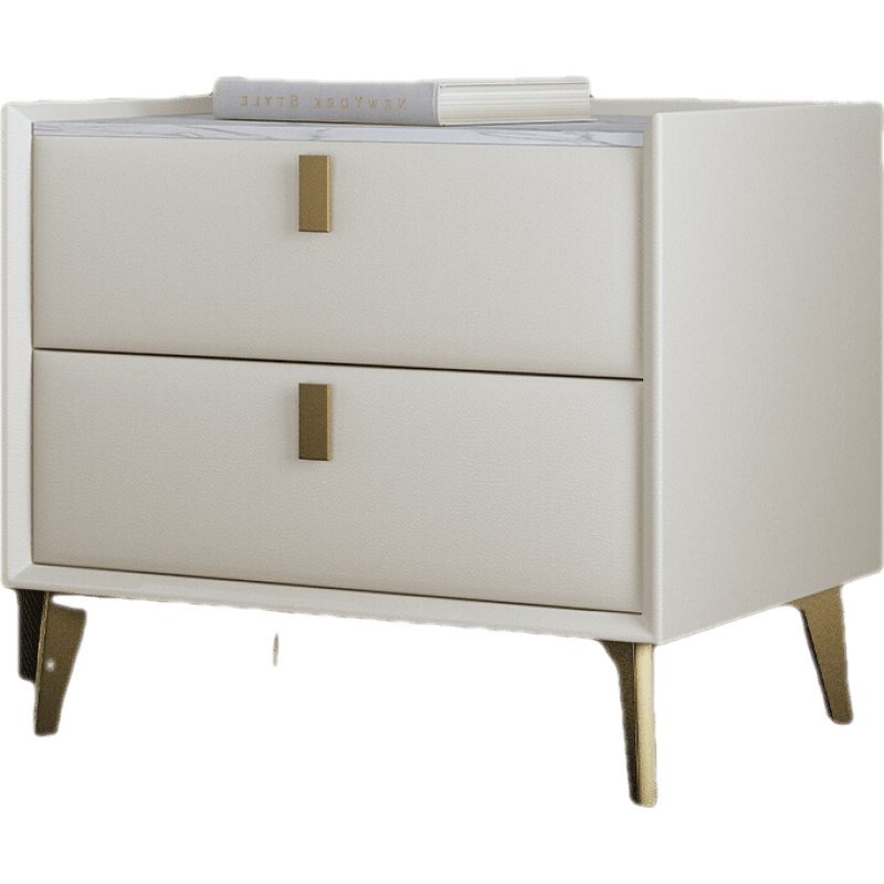 知渡 全实木北欧轻奢岩板床头柜简约现代皮质网红卧室床边柜软包柜极简 墨绿色【全实木+进口岩板】50x40x48cm 整装发货