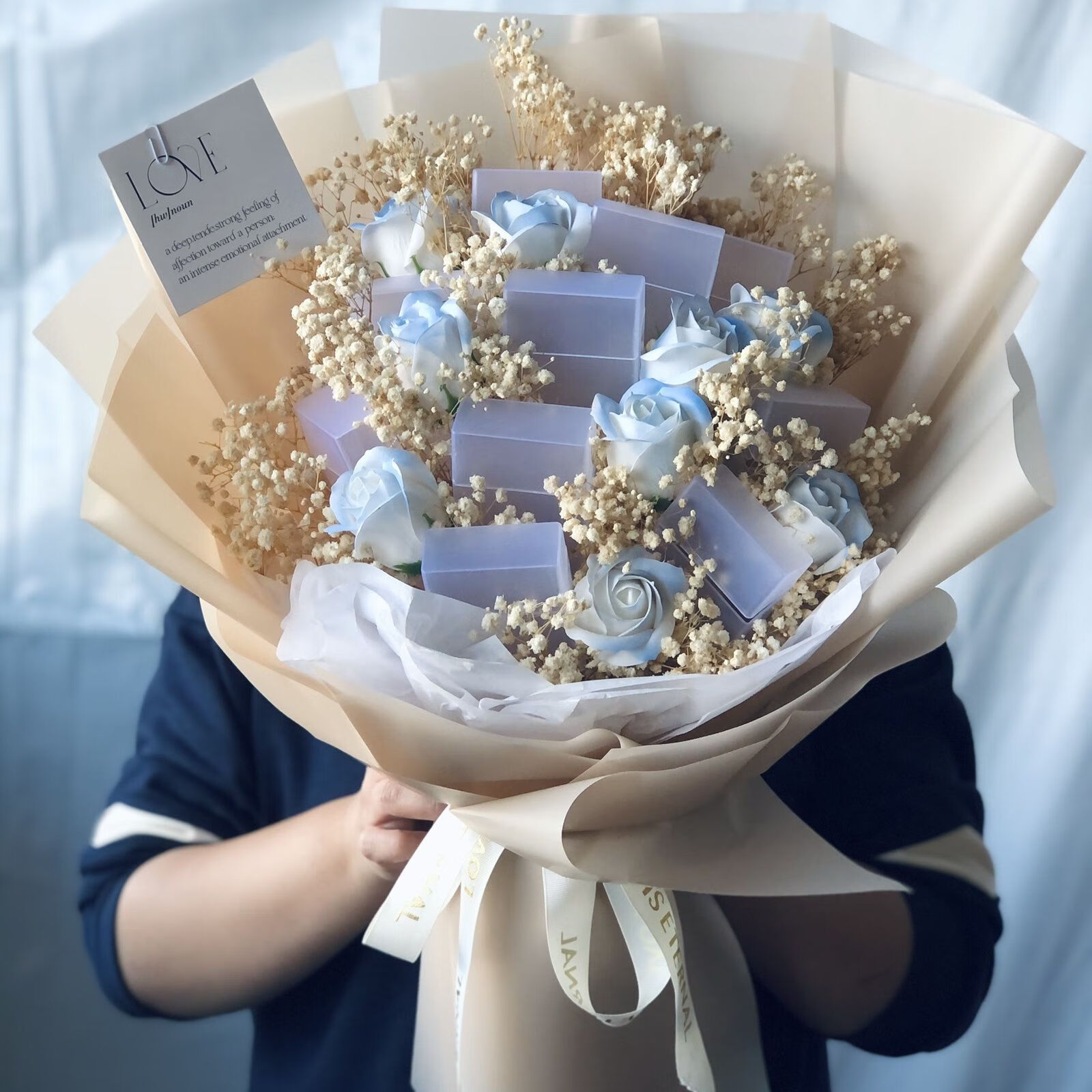 花束玫瑰礼品送男友闺蜜生日创意礼物 【新款】碎冰蓝满天星 10盒子干