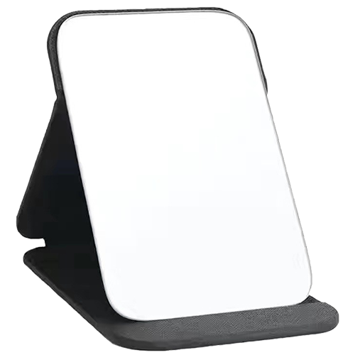 云穗镜子化妆镜折叠便携家用女梳妆镜办公室桌面学生宿舍男士专用大号 【大号】黑色-折叠镜子20.5*15.5CM