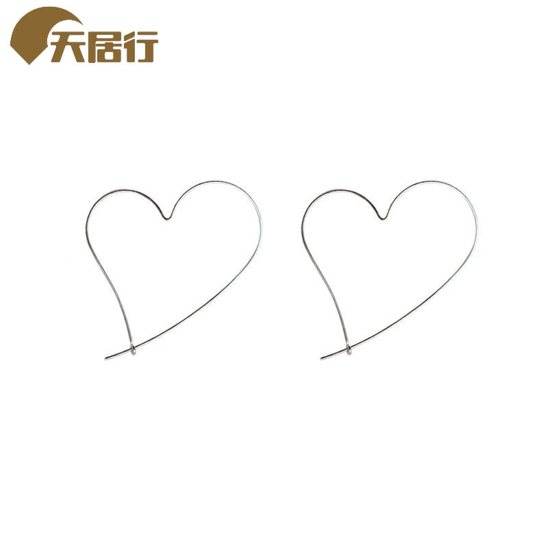 天居行显脸小极简细款镂空大爱心夸张s925耳环气质耳圈潮流日韩女款