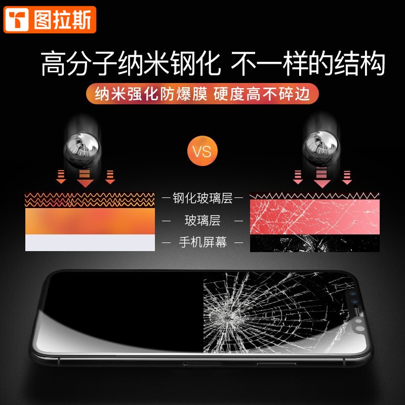 图拉斯iPhoneX请问这个金刚不坏是手机摔坏了也不会把膜摔碎嚒？
