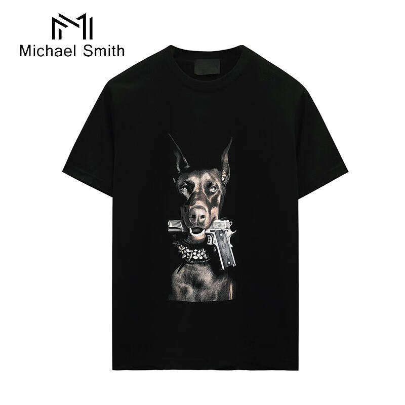 迈克史密斯(michael smith)欧货夏季新款欧美潮牌帅气恶搞印花恶犬