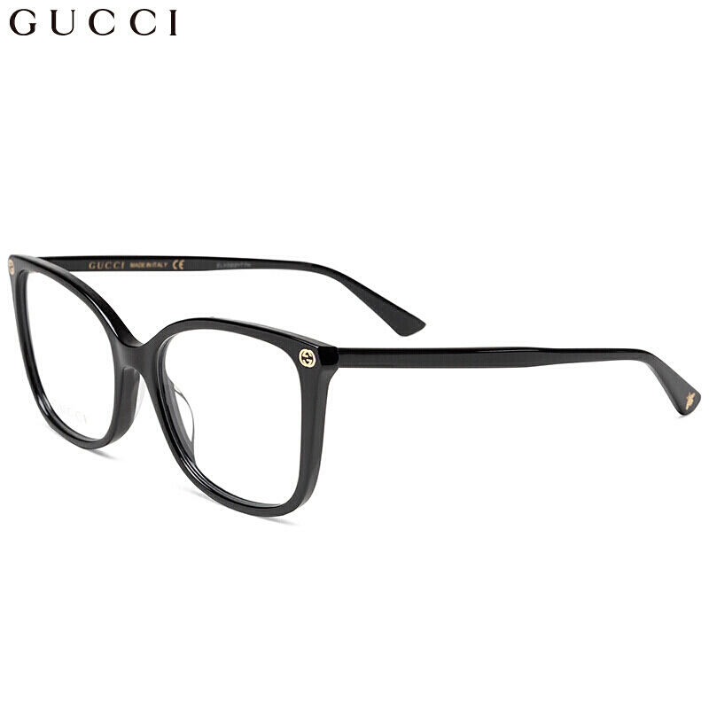 古驰(GUCCI)眼镜框女 镜架 透明镜片黑色镜框GG0026O 001 53mm