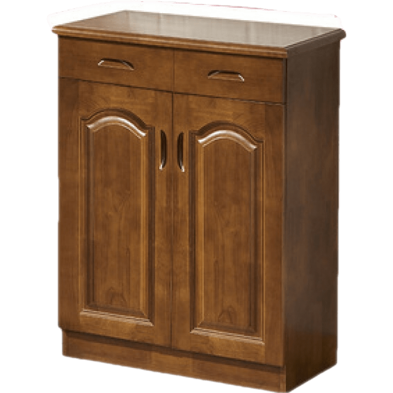 嘉际 现代新中式实木橡木两三门鞋柜家用门口收纳玄关柜子 两门橡木胡桃色(抽屉款) 组装