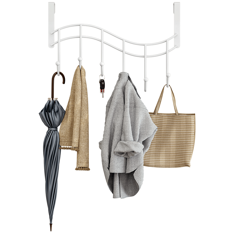 蜗家 门后挂钩衣架衣服神器免打孔墙上挂架卧室门上壁挂收纳衣帽架 门后挂-白色