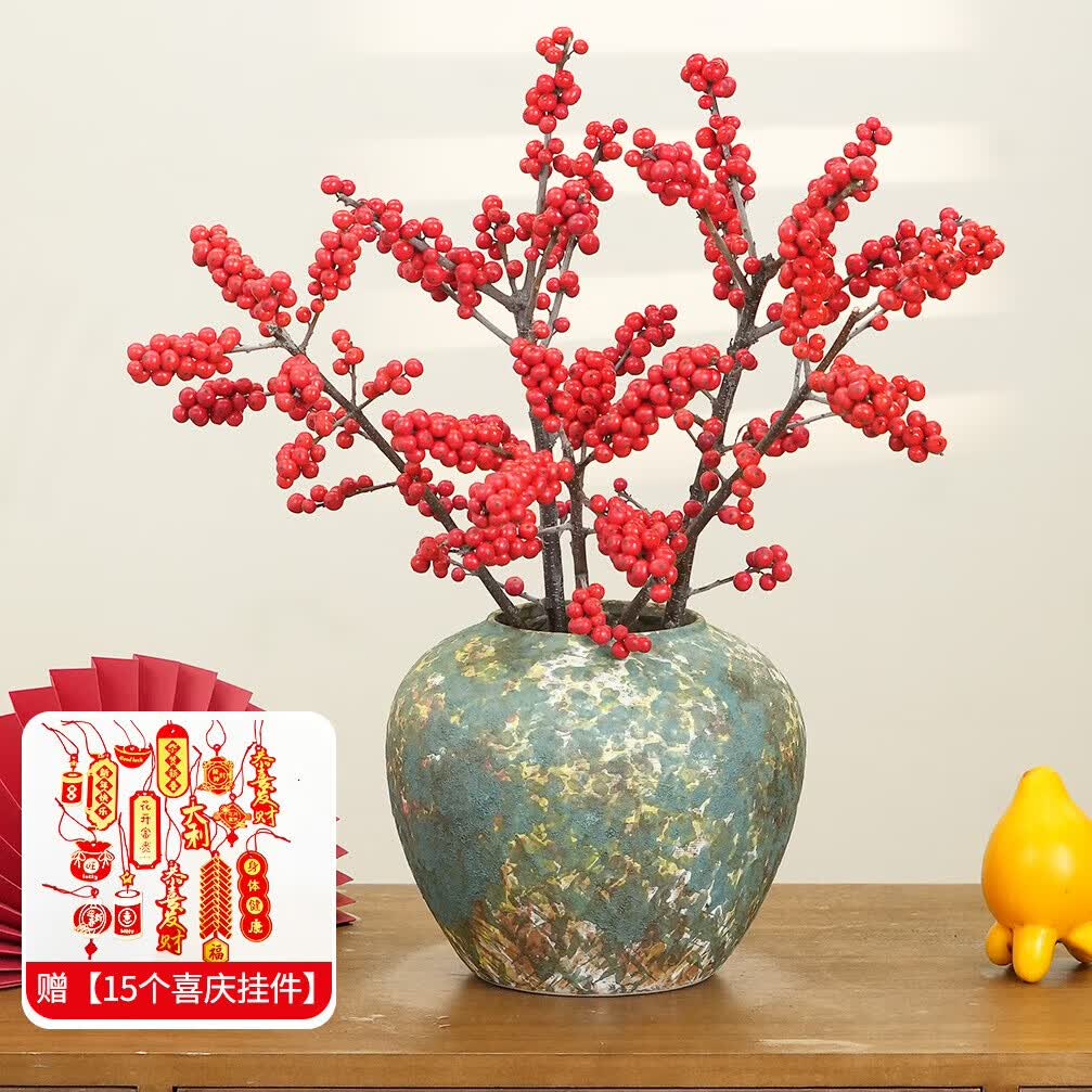 购优汇北美冬青红果鲜花切枝鲜切花新年喜庆发财果水培水养绿植室内年宵 A级冬青30-40cm【5支】赠挂件