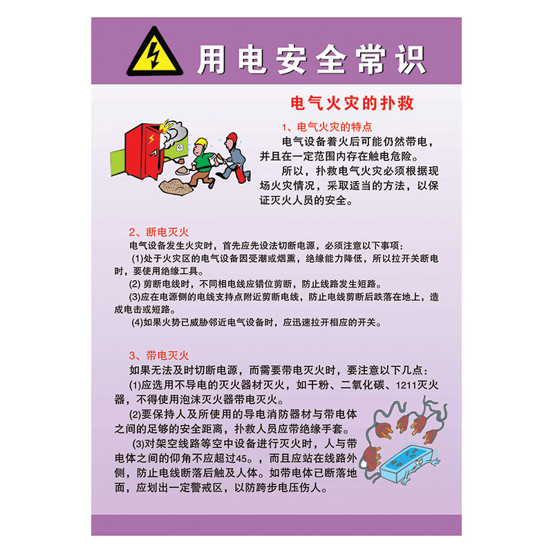 安全用电常识宣传画海报挂图触电救护知识电器火灾扑救贴纸neh08 ne