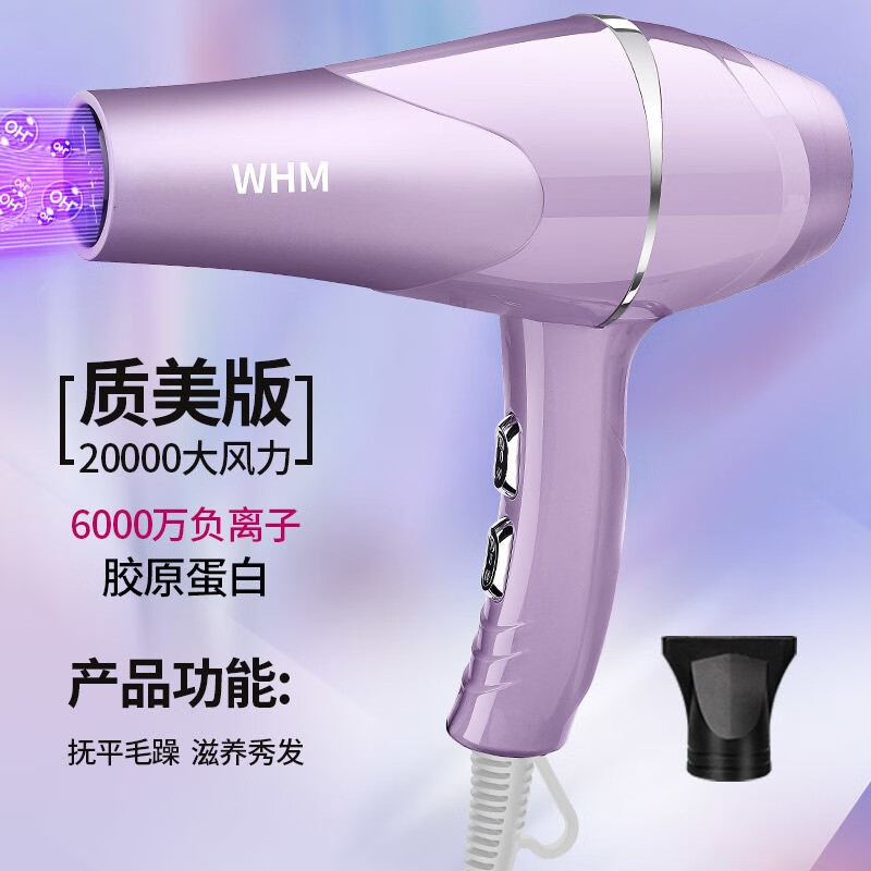 双幼发廊大风吹风机家用大功率速干蓝光负离子电吹风筒冷热风不伤发 优雅紫家用负离子大风力1