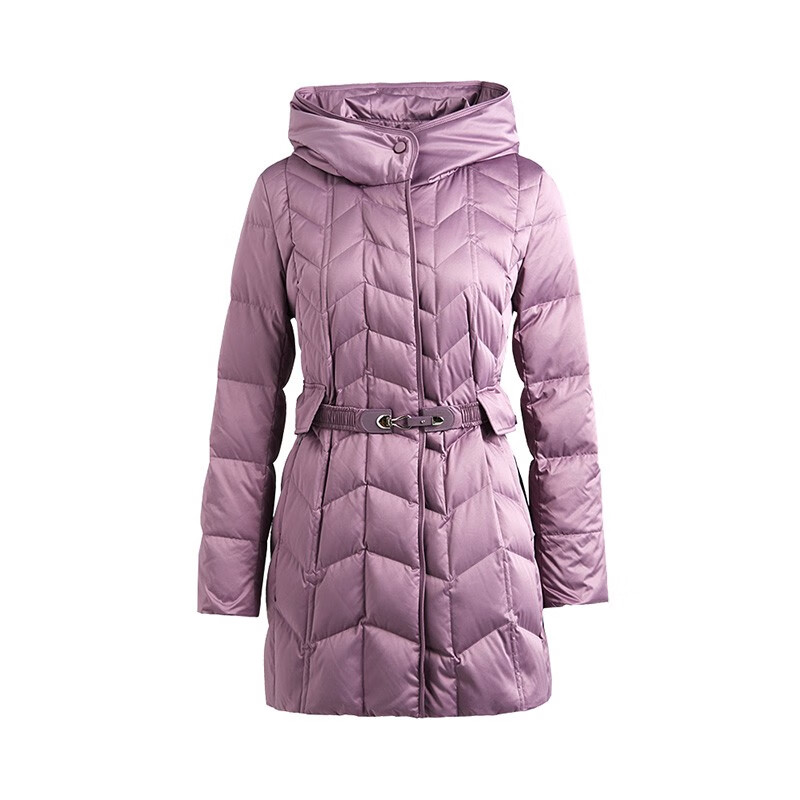 皮尔卡丹皮尔卡丹女装羽绒服一手长连帽白鸭绒通勤保暖外套 紫色 M 38A (建议体重55-62.5公斤)