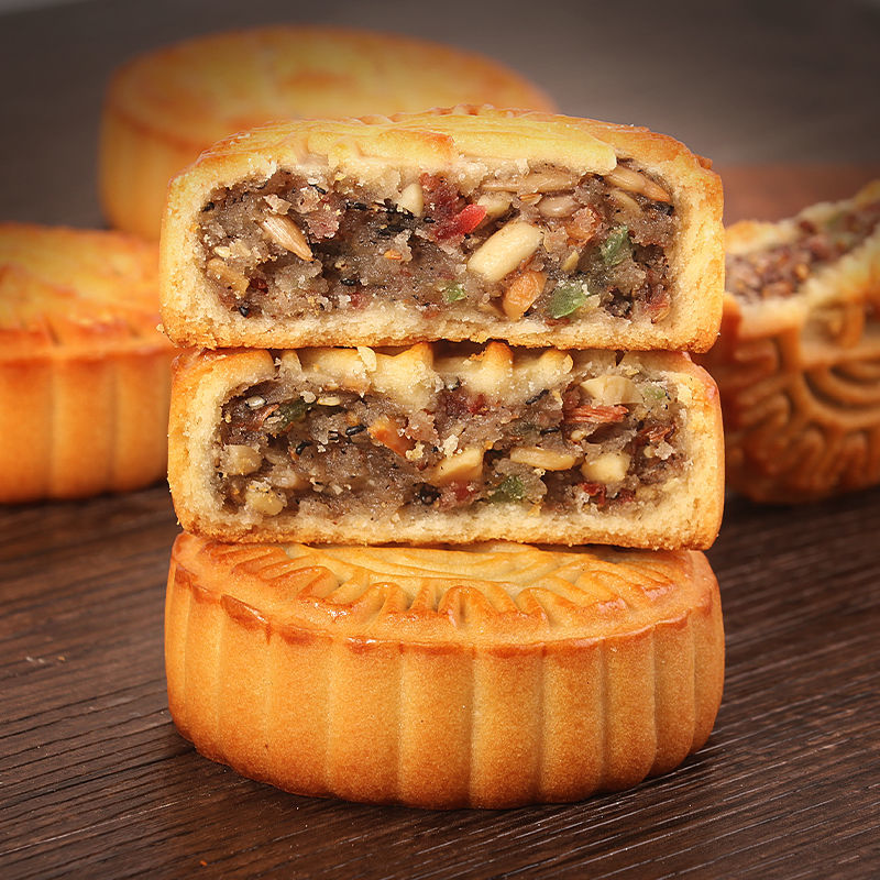 （精品食品）月饼老五仁老式中秋广式大月饼正宗糕点零食 老五仁 1斤装(5个大月饼)