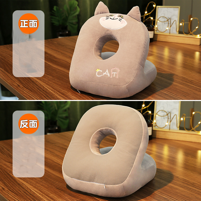 午睡枕办公室午睡神器冰丝抱枕睡觉趴睡枕趴趴枕毛绒玩具 坏笑猫咪