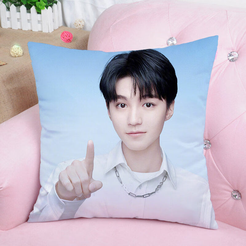 王俊凯抱枕可爱定制tfs双面照片周边人形睡觉枕头生日礼物 10 大号方