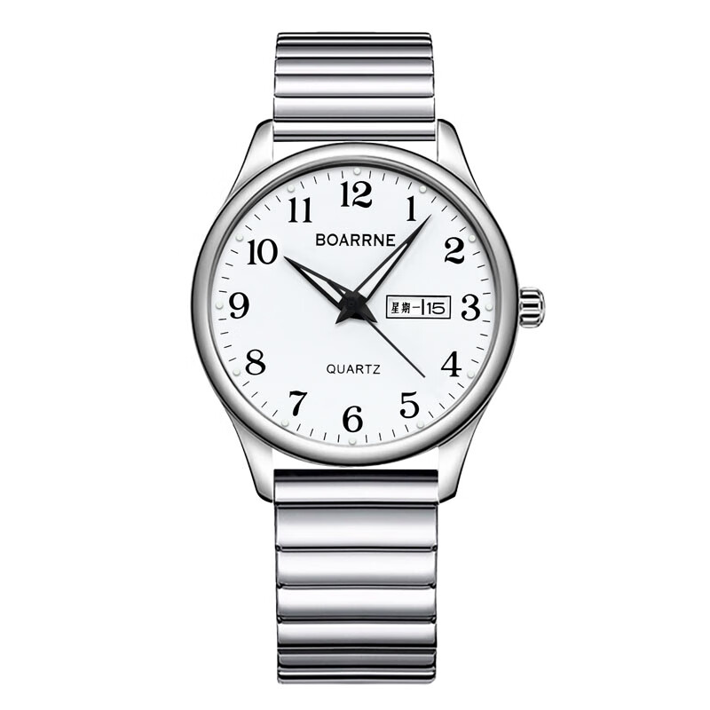 伯恩（BOARRNE）中老年老人手表男士女式大数字夜光电子防水表送爸妈爷爷新年礼物 1708升级-松紧带-日历-女表