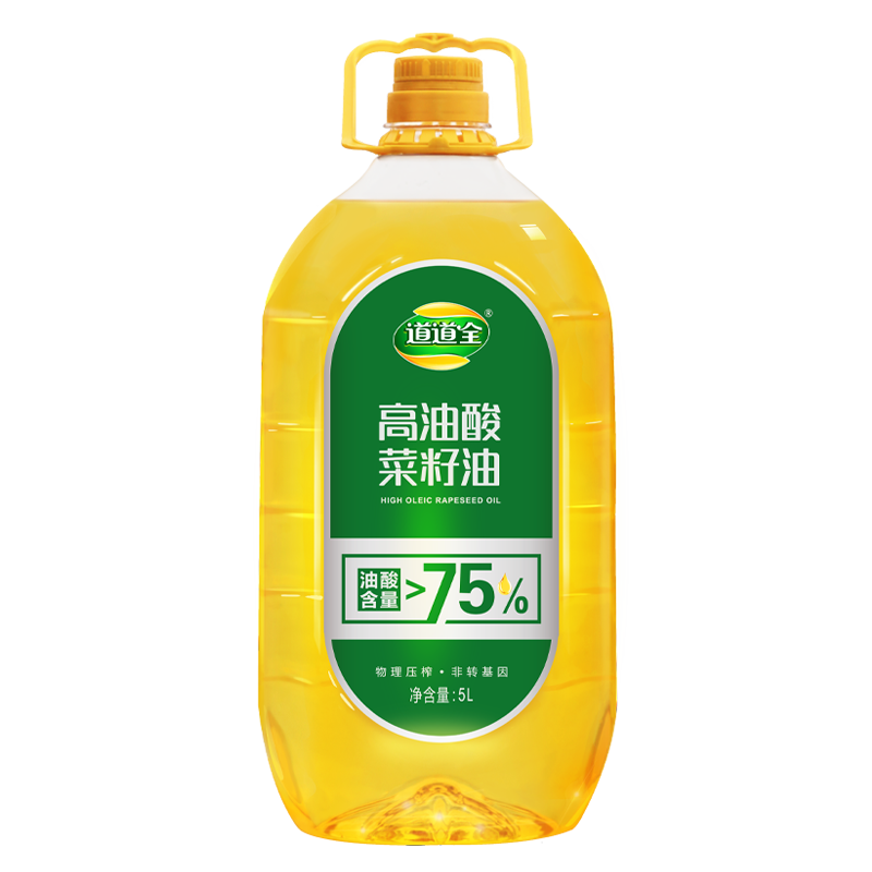 道道全高油酸菜籽油5L*1桶 油酸含量＞75%物理压榨食用油