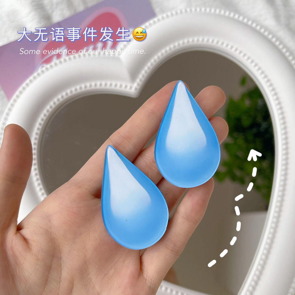 无语流汗发卡发夹黄豆水滴emoji表情包滴汗刘海贴边夹汗滴夹子女 流汗