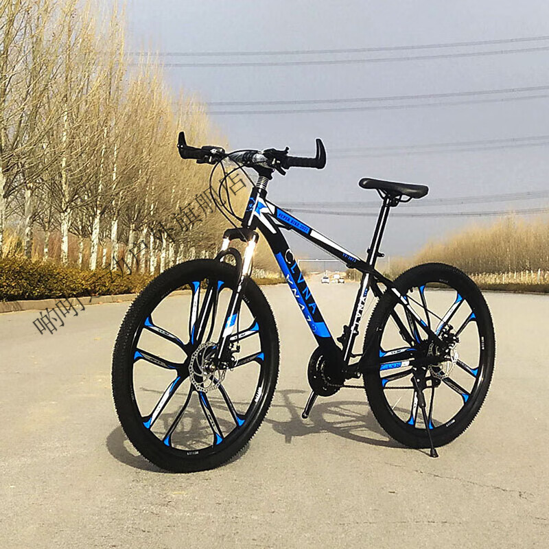 钻技宝马自行车成人高碳钢山地车自行车成人男女变速双碟刹减震宝马车