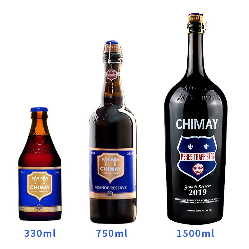 智美（Chimay）比利时进口精酿修道院啤酒智美红帽白帽蓝帽750ml组合装 智美蓝帽1.5L+750ml+330ml