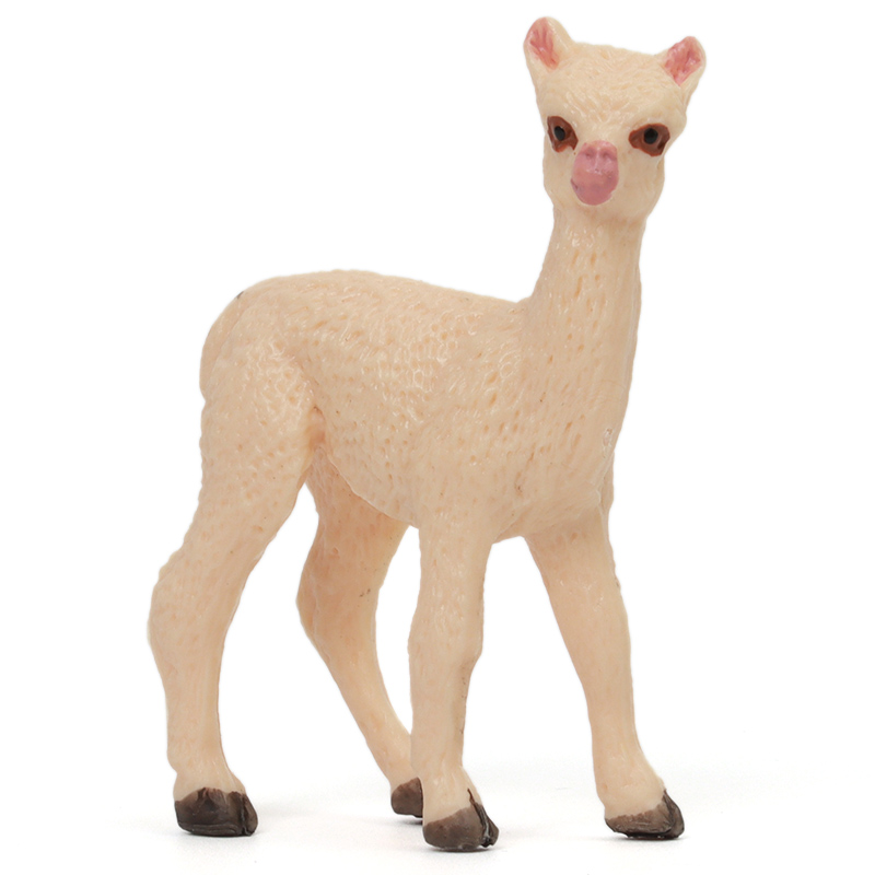 仿真动物模型儿童玩具摆件动物园认知小老虎长颈鹿狮子大象斑马 粉羊驼