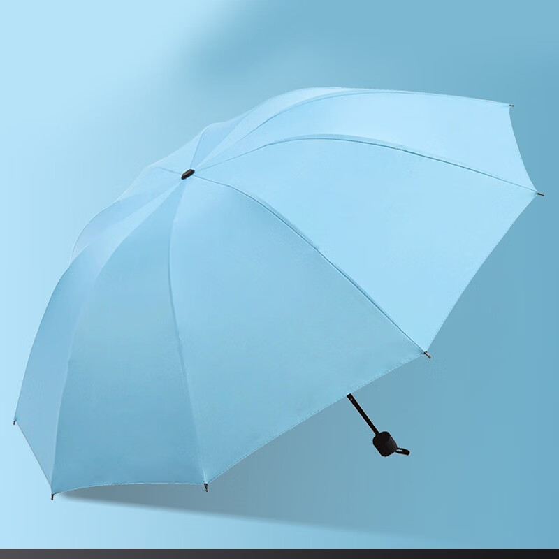 娑娜依文艺雨伞遮阳伞防晒晴雨伞简约小清新商务伞男女士三折伞LOGO 手动绿色黑胶雨伞直径108CM 10骨