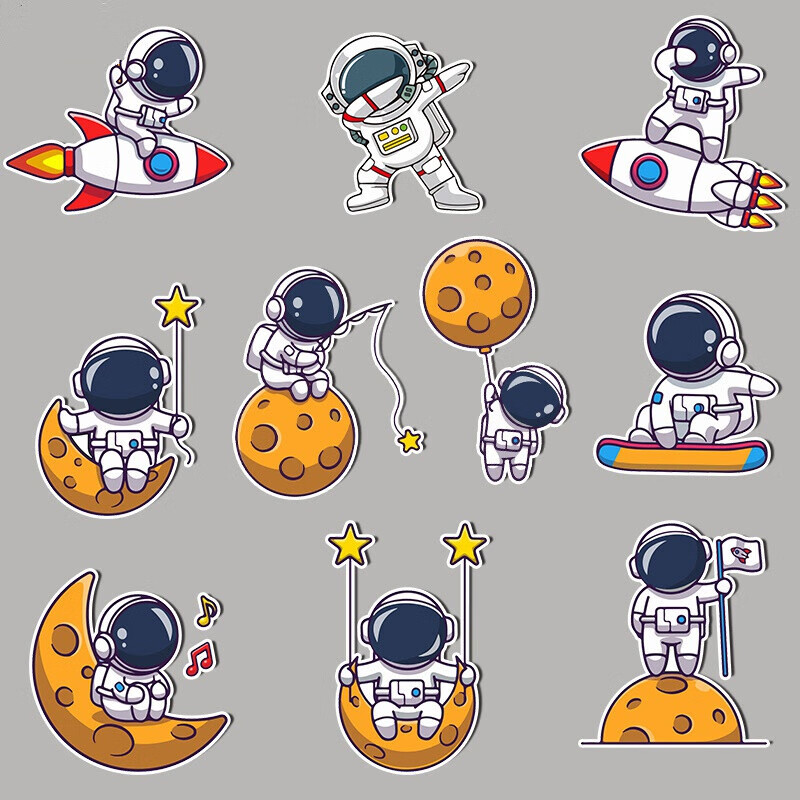 才俊  行李箱贴纸卡通可爱宇航员行李箱贴纸笔记本电脑手机ipad水杯