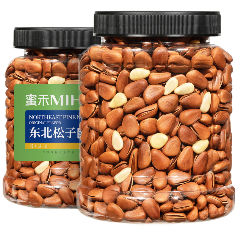 蜜禾东北松子500g罐装手剥坚果大颗粒送礼佳品非特级孕妇炒货零食