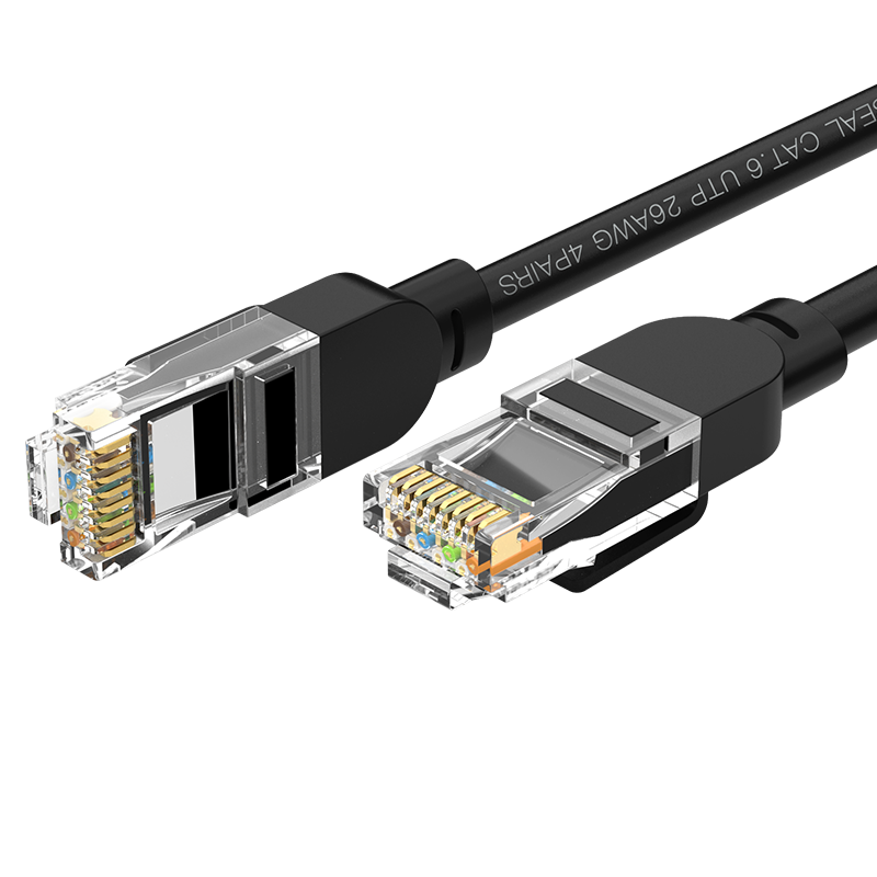 秋叶原（CHOSEAL）六类网线 CAT6类千兆高速连接线 工程电脑监控8芯双绞线 家用成品跳线 0.5米 黑色 QS5062E