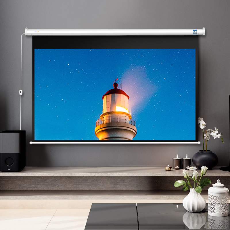 快朵小屋 120英寸16:9白玻纤电动幕布 投影幕布 投影机幕布 投影仪