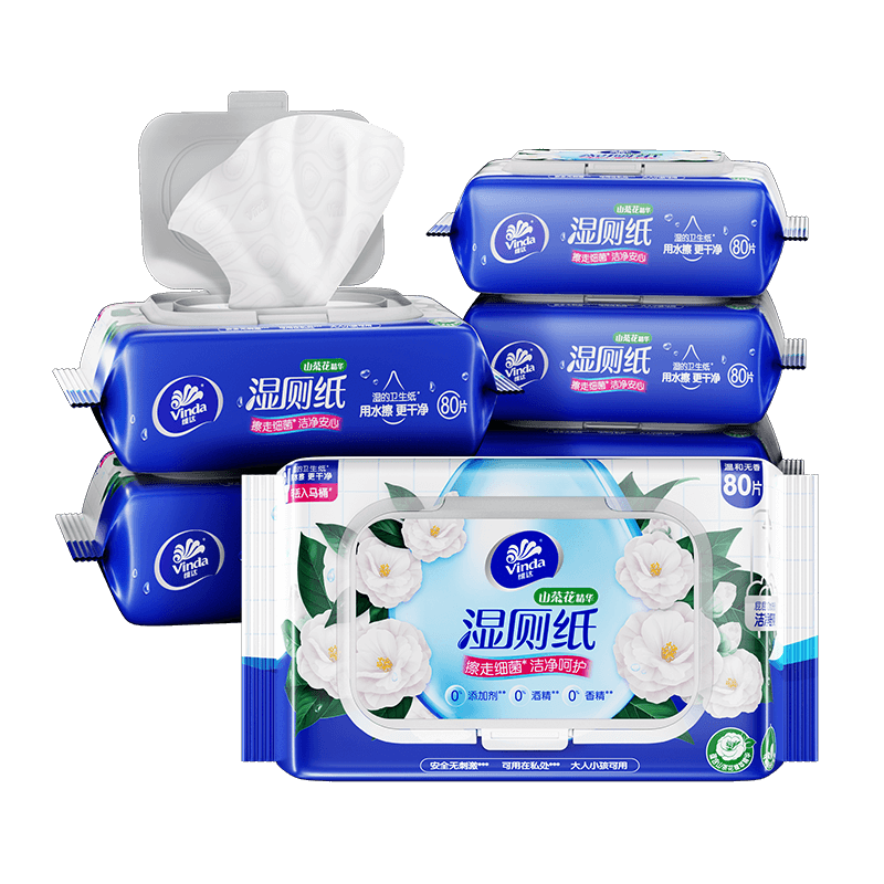 ά�� Vinda ʪ��ֽ ��ӱɯ�Ƽ� ��ͥװ80Ƭ 6�� ɽ�軨���� �Ӻ���ʪֽ�� 43.89Ԫ