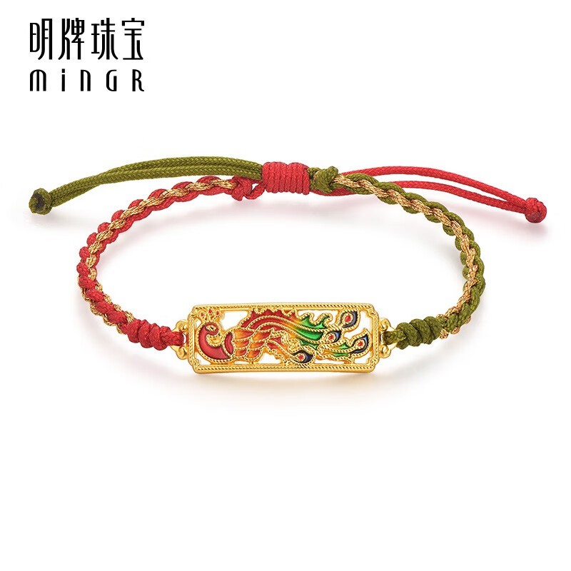 明牌珠宝  足金硬金黄金有凤来仪编织手链女afp0648定价 足金 约0.