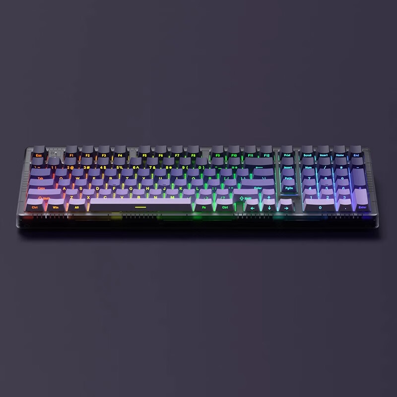 腹灵MK100蓝莓侧刻机械键盘三模有线无线蓝牙客制化套件电脑游戏办公 【三模】黑曜石+蓝莓侧刻 青轴