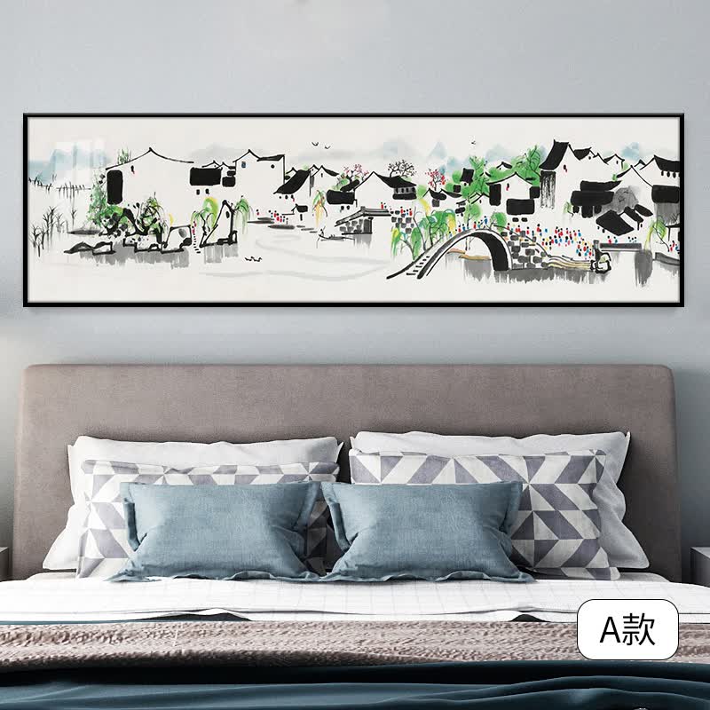 欣尔博惠吴冠中江南水乡卧室挂画酒店床头装饰画中式客厅沙发背景水墨