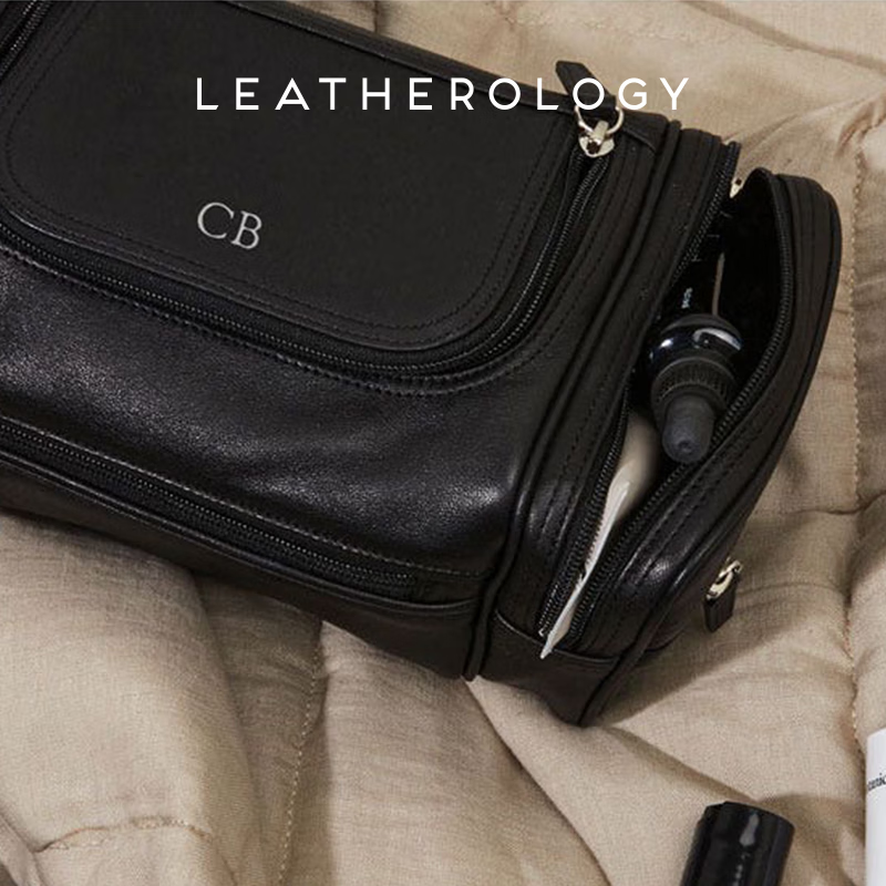 LEATHEROLOGY奥勒吉真皮商务旅行洗漱包男出差便携化妆收纳手提包定制老师礼物 玛瑙黑
