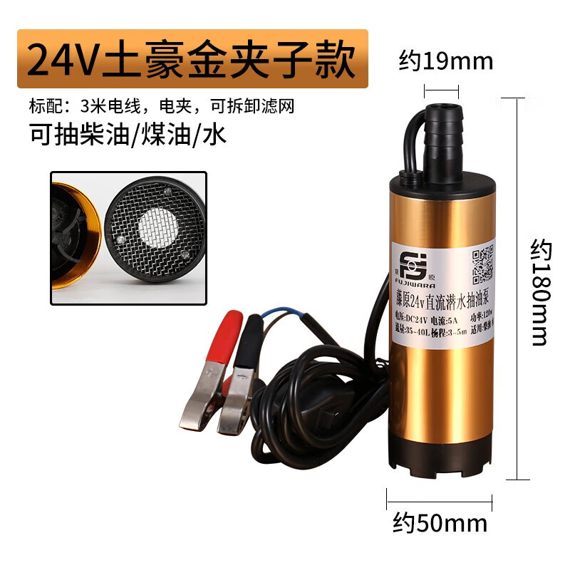 藤原(fujiwara)小油泵12v24v直流潜水泵车载点烟器抽油抽水泵电动抽酒