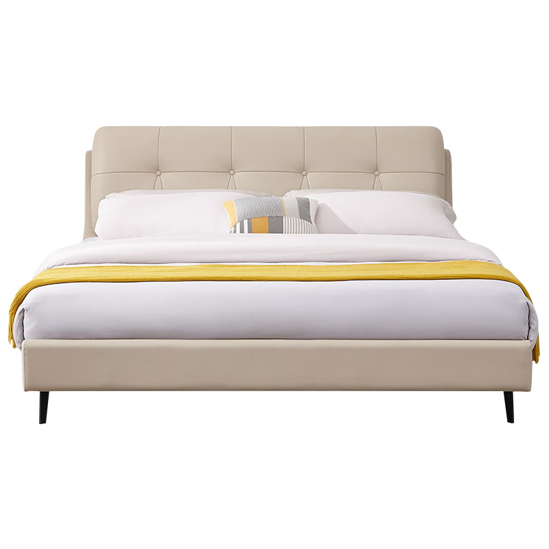 20点:quanu 全友 105135a 现代简约真皮软床 米白色 1.5m床1479.