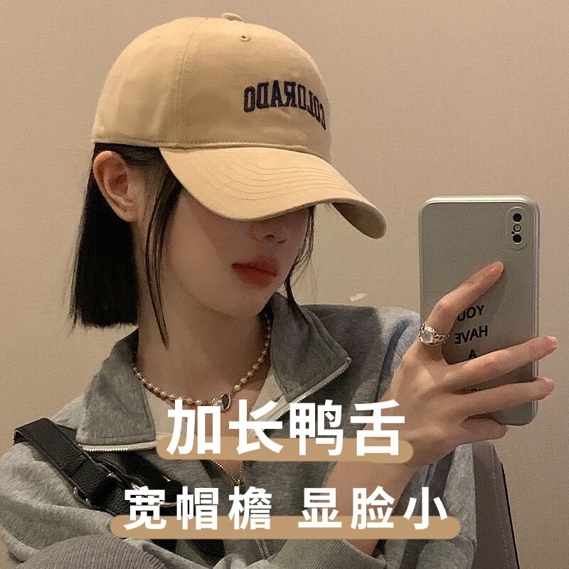 秋冬鸭舌帽潮流百搭户外棒球帽钓鱼防晒帽 卡其色(大码大头围54-65cm)