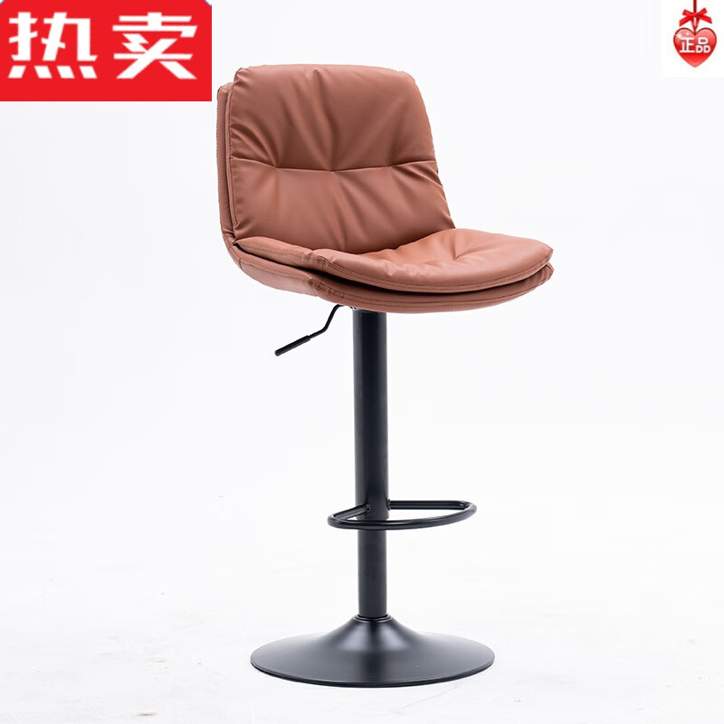 良盼现代简约轻奢吧台椅北欧家用升降旋转高脚凳靠背前台收银酒吧 60-80cm黑色脚棕色皮属于什么档次？