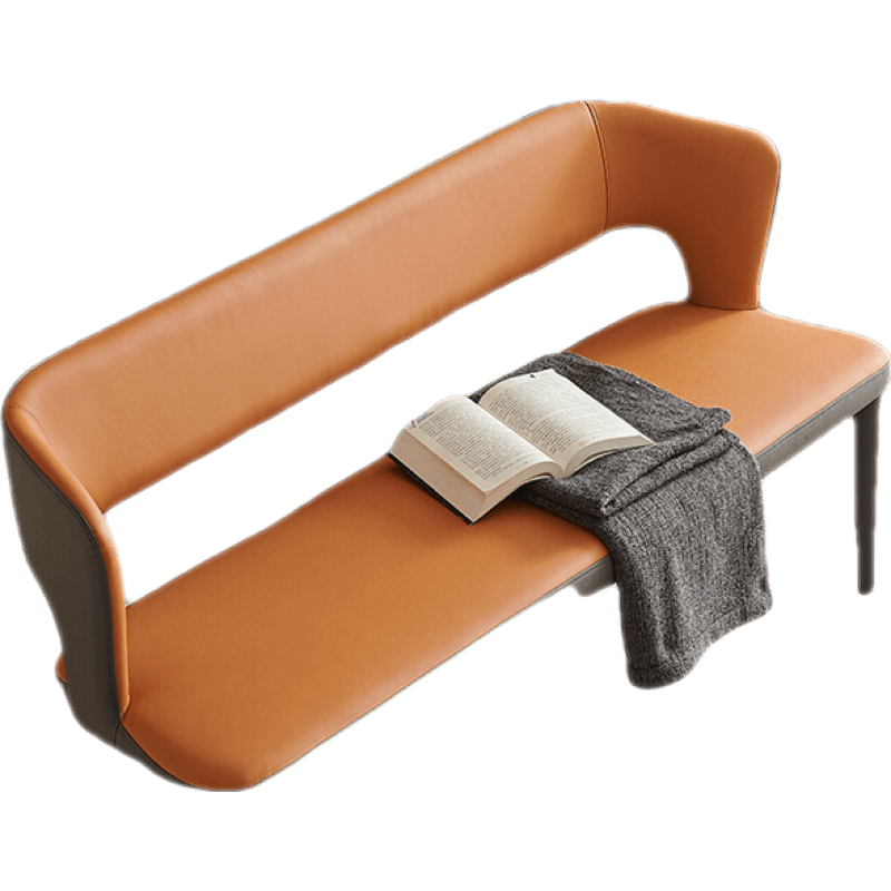 班奇盾 长椅现代简约长餐椅家用长条子靠背椅轻奢网红椅子长方形软包餐椅 1.35米橙色 可定制其他颜色